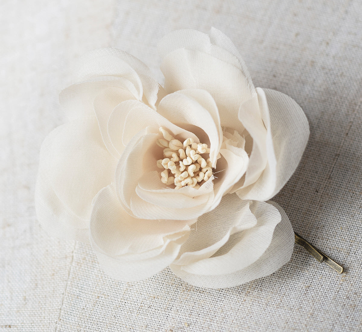 creamy silk flower, hair pin, bridal hair decor