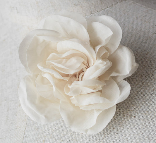 wedding flower, hair clip, peony, silk, ivory