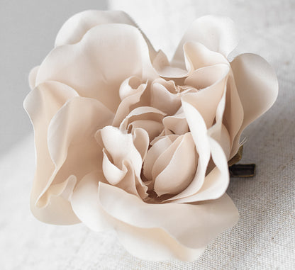 light cream flower, rose, bridal, wedding flowers, hair clip, headpiece